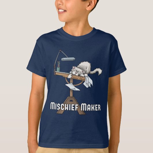 White Cat Mischief Maker T-Shirt (Voorkant)