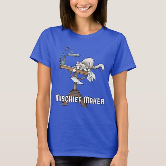 White Cat Mischief Maker T-Shirt (Voorkant)