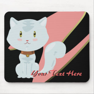 White Cat Mousepad Muismat