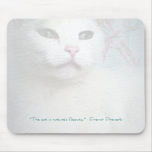 White Cat Mousepad Muismat