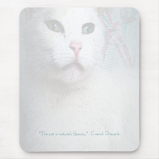 White Cat Mousepad Muismat (Voorkant)
