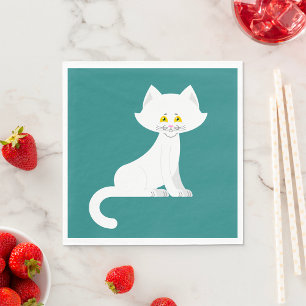 White Cat Napkins Servet