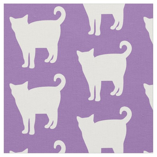 White Cat Pattern | Paars Stof (Close Up)