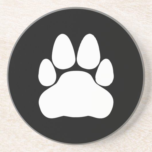 White Cat Paw Print Vorm Zandsteen Onderzetter (Voorkant)