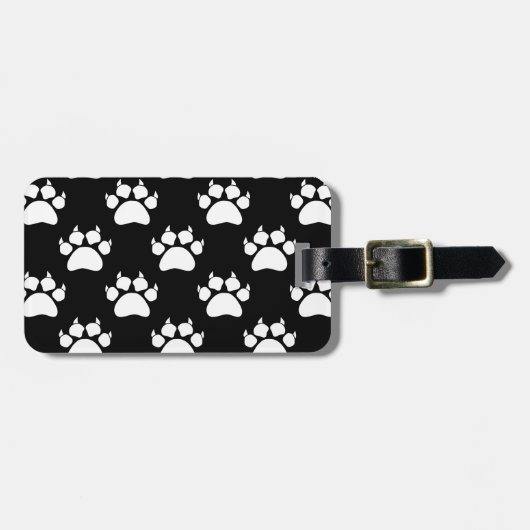 White Cat Paws and Claws Pattern Print Bagagelabel (Voorkant horizontaal)