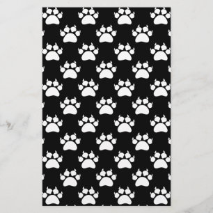 White Cat Paws and Claws Pattern Print Briefpapier