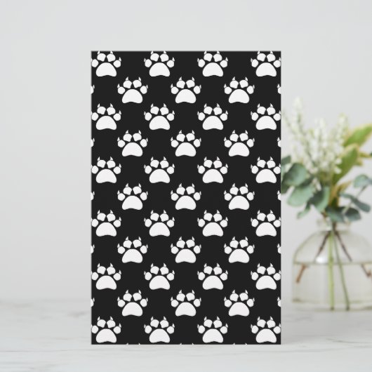 White Cat Paws and Claws Pattern Print Briefpapier (Staand voorkant)