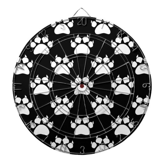 White Cat Paws and Claws Pattern Print Dartbord (Voorkant)