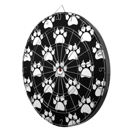 White Cat Paws and Claws Pattern Print Dartbord (Voorkant Rechts)