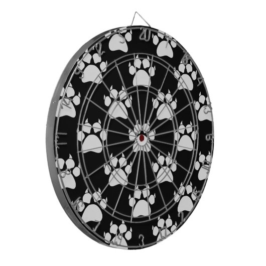 White Cat Paws and Claws Pattern Print Dartbord (Voorkant Links)