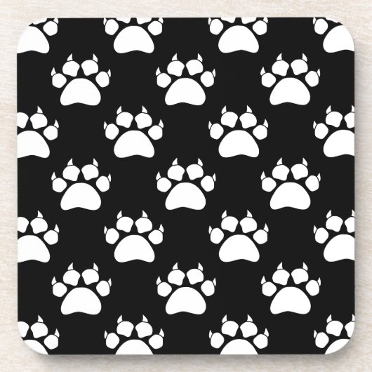 White Cat Paws and Claws Pattern Print Drankjes Onderzetter (Voorkant)
