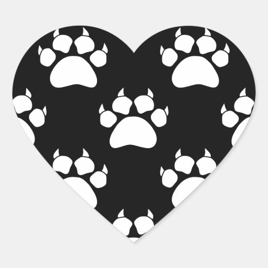 White Cat Paws and Claws Pattern Print Hart Sticker (Voorkant)