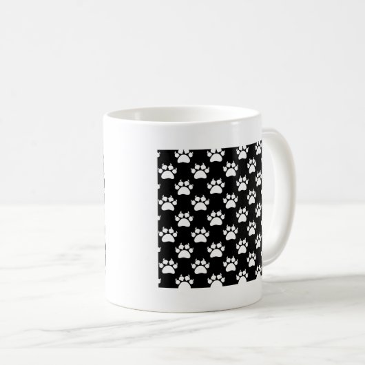 White Cat Paws and Claws Pattern Print Koffiemok (Voorkant rechts)
