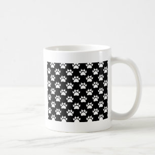 White Cat Paws and Claws Pattern Print Koffiemok