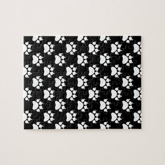 White Cat Paws and Claws Pattern Print Legpuzzel (Horizontaal)