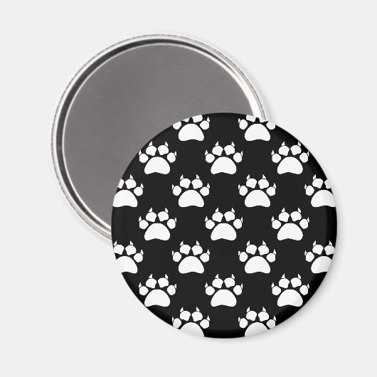 White Cat Paws and Claws Pattern Print Magneet (Voorkant / Achterkant)