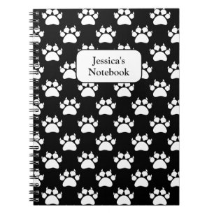 White Cat Paws and Claws Pattern Print Notitieboek