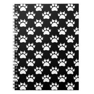 White Cat Paws and Claws Pattern Print Notitieboek