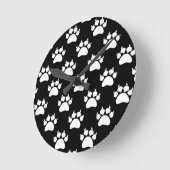 White Cat Paws and Claws Pattern Print Ronde Klok (Hoek)
