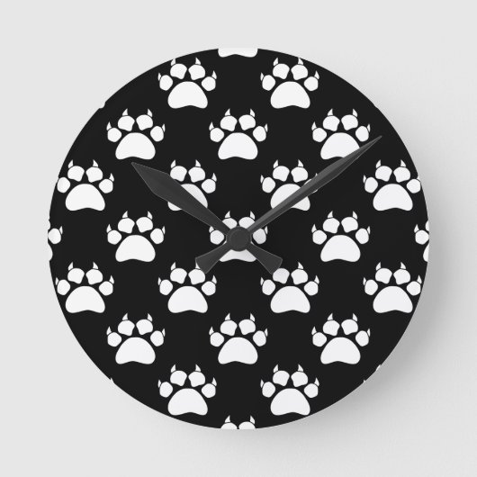 White Cat Paws and Claws Pattern Print Ronde Klok (Voorkant)