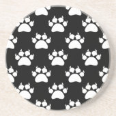 White Cat Paws and Claws Pattern Print Zandsteen Onderzetter (Voorkant)