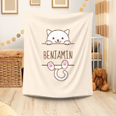 White Cat Peking achter Custom Name Fleece Deken