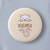 White Cat Peking achter Custom Name Ronde Button 5,7 Cm