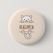 White Cat Peking achter Custom Name Ronde Button 5,7 Cm (Voorkant)