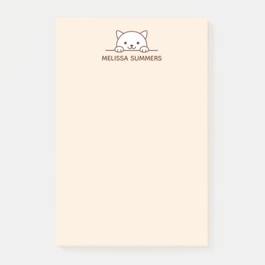 White Cat Peking boven Custom Name EP Post-it® Notes (Voorkant)