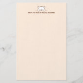 White Cat Peking boven Custom Text Beige Briefpapier (Voorkant)