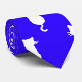 White Cat Polka Dot Pattern, geïsoleerd op Royal B Stropdas (Opgerold)