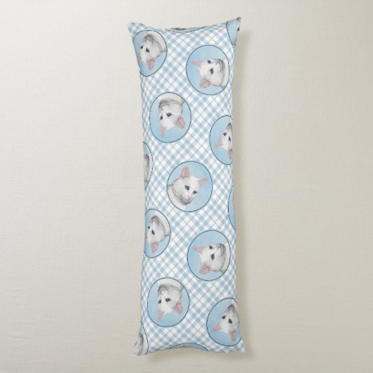 White Cat Portrait Schilderij Schattigee Originele Lichaamskussen (Achterkant (Verticaal))