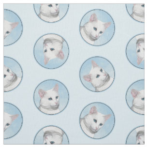 White Cat Portrait Schilderij Schattigee Originele Stof