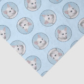 White Cat Portrait Schilderij Schattigee Originele Tissuepapier (Detail)