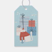 White cat red sweater cadeaus giften siervoorwerpe cadeaulabel (Achterkant)