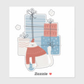 White cat red sweater cadeaus giften siervoorwerpe sticker (Vel)