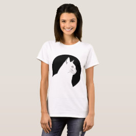 White cat-round zwart-uniek design t-shirt