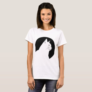 White cat-round zwart-uniek design t-shirt