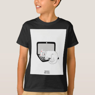 White Cat Slapen Op Laptop Boys Zwart T Shirt
