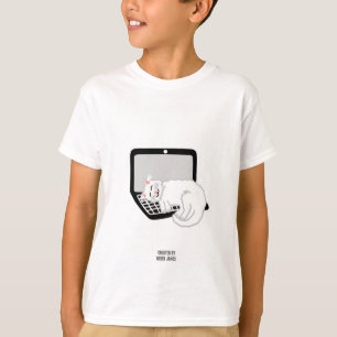 White Cat Slapen Op Laptop Jongens Wit T Shirt