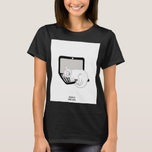 White Cat Slapen Op Laptop Vrouwen Zwart T Shirt
