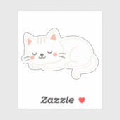 White Cat Sleeping – Adorable Soft Pet Art Sticker (Vel)