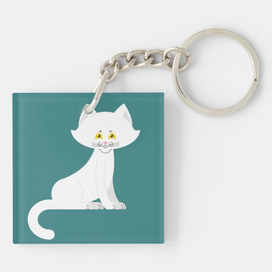 White Cat Sleutelhanger (Achterkant)