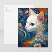 White Cat Surreal Beautfiul Fantasy Art Briefkaart (Voorkant / Achterkant)