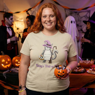 White Cat Witch Whimsical Halloween Treat Unisex T-shirt