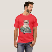 White Cat with Shades Driving a T-shirt (Voorkant volledig)