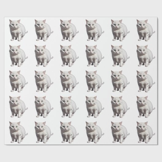 White Cat with Subtle Gray Tabby Markings Cadeaupapier (Vlak)