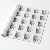White Cat with Subtle Gray Tabby Markings Cadeaupapier (Uitgerold)