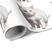 White Cat with Subtle Gray Tabby Markings Cadeaupapier (Rol Hoek)