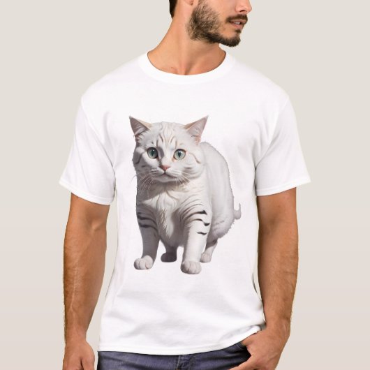 White Cat with Subtle Gray Tabby Markings T-shirt (Voorkant)